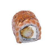 Produit Enroulé de Saumon Flambé, Cheese, Crevette panée épicé shichimi (8 pièces)